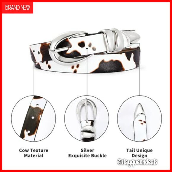 Faux Leather Belt with Silver Buckle for Women, Versatile Styling main image 7